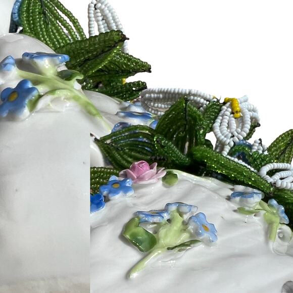 Von Schierholz Handmalerei Made in Germany Beaded Floral Swan - Picture 8 of 8